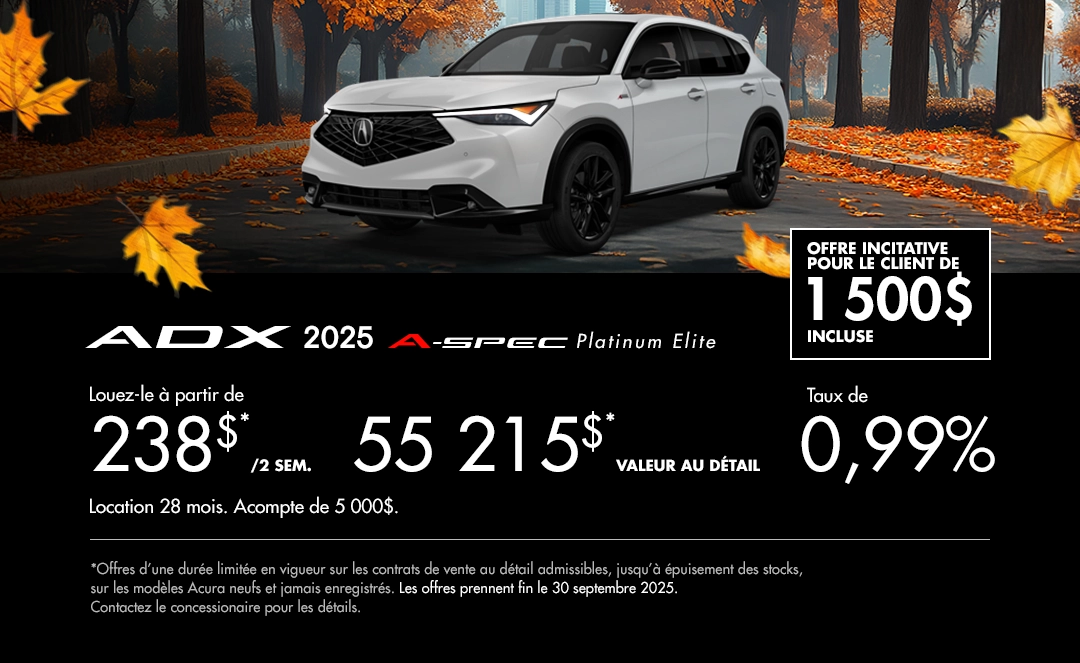 Bannière de Promotion Acura ADX 2025